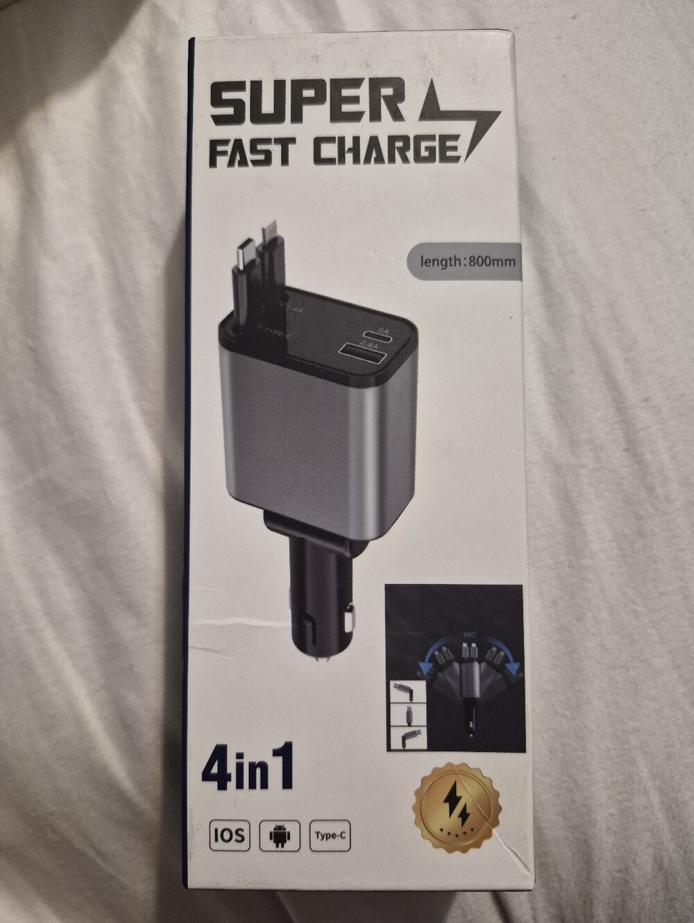 Super Fast Charge 4-in-1 Car Charger Adapter